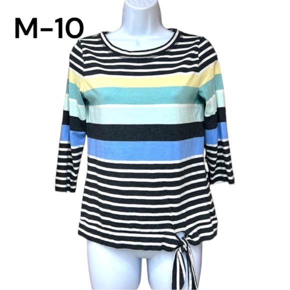 Talbots Tops - SzP T by Talbots 3/4 Sleeve Knot Front Striped Top